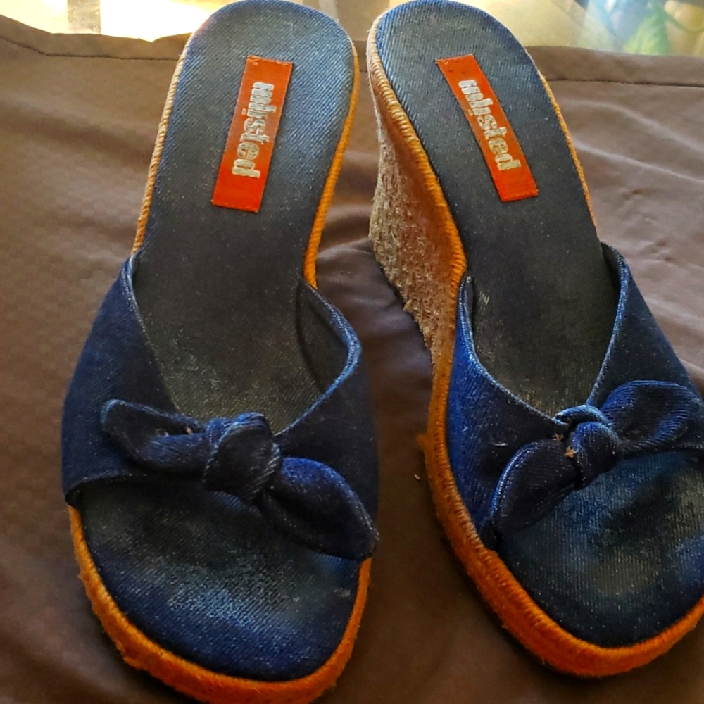 Unlisted, denim espadrille wedge sandals